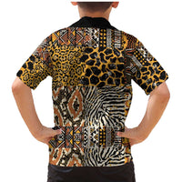 African Tribal Pattern With Wild Animal Skins Family Matching Mermaid Dress and Hawaiian Shirt