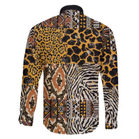 African Tribal Pattern With Wild Animal Skins Family Matching Off The Shoulder Long Sleeve Dress and Hawaiian Shirt