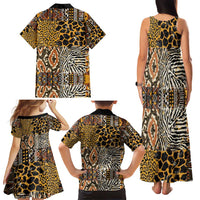 African Tribal Pattern With Wild Animal Skins Family Matching Tank Maxi Dress and Hawaiian Shirt