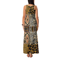 African Tribal Pattern With Wild Animal Skins Family Matching Tank Maxi Dress and Hawaiian Shirt