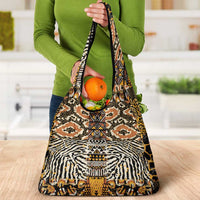 African Tribal Pattern With Wild Animal Skins Grocery Bag