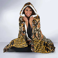 African Tribal Pattern With Wild Animal Skins Hooded Blanket