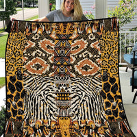 African Tribal Pattern With Wild Animal Skins Quilt