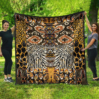 African Tribal Pattern With Wild Animal Skins Quilt