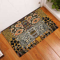 African Tribal Pattern With Wild Animal Skins Rubber Doormat
