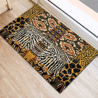 African Tribal Pattern With Wild Animal Skins Rubber Doormat