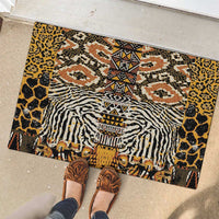African Tribal Pattern With Wild Animal Skins Rubber Doormat