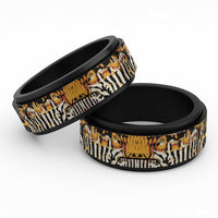 African Tribal Pattern With Wild Animal Skins Spinner Ring - Wonder Print Shop