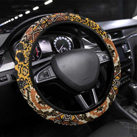 African Tribal Pattern With Wild Animal Skins Steering Wheel Cover