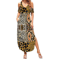 African Tribal Pattern With Wild Animal Skins Summer Maxi Dress