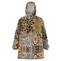 African Tribal Pattern With Wild Animal Skins Wearable Blanket Hoodie