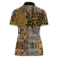 African Tribal Pattern With Wild Animal Skins Women Polo Shirt