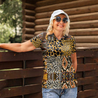 African Tribal Pattern With Wild Animal Skins Women Polo Shirt