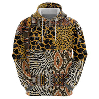 African Tribal Pattern With Wild Animal Skins Zip Hoodie