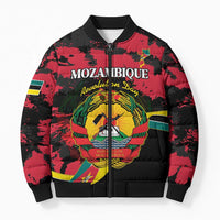 Personalized Mozambique Revolution Day Bomber Puffer Jacket Coat Of Arms FRELIMO - Wonder Print Shop