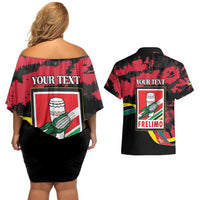 Personalized Mozambique Revolution Day Couples Matching Off Shoulder Short Dress and Hawaiian Shirt Coat Of Arms FRELIMO - Wonder Print Shop