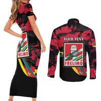 Personalized Mozambique Revolution Day Couples Matching Short Sleeve Bodycon Dress and Long Sleeve Button Shirt Coat Of Arms FRELIMO - Wonder Print Shop