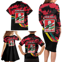 Personalized Mozambique Revolution Day Family Matching Long Sleeve Bodycon Dress and Hawaiian Shirt Coat Of Arms FRELIMO - Wonder Print Shop