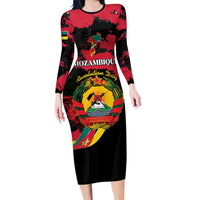 Personalized Mozambique Revolution Day Family Matching Long Sleeve Bodycon Dress and Hawaiian Shirt Coat Of Arms FRELIMO - Wonder Print Shop