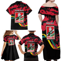 Personalized Mozambique Revolution Day Family Matching Off Shoulder Maxi Dress and Hawaiian Shirt Coat Of Arms FRELIMO - Wonder Print Shop