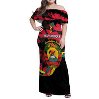 Personalized Mozambique Revolution Day Family Matching Off Shoulder Maxi Dress and Hawaiian Shirt Coat Of Arms FRELIMO - Wonder Print Shop