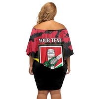 Personalized Mozambique Revolution Day Family Matching Off Shoulder Short Dress and Hawaiian Shirt Coat Of Arms FRELIMO - Wonder Print Shop