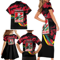 Personalized Mozambique Revolution Day Family Matching Short Sleeve Bodycon Dress and Hawaiian Shirt Coat Of Arms FRELIMO - Wonder Print Shop