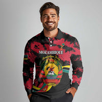 Personalized Mozambique Revolution Day Long Sleeve Polo Shirt Coat Of Arms FRELIMO - Wonder Print Shop
