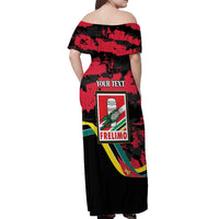 Personalized Mozambique Revolution Day Off Shoulder Maxi Dress Coat Of Arms FRELIMO - Wonder Print Shop