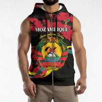 Personalized Mozambique Revolution Day Sleeveless Zip Hoodie Coat Of Arms FRELIMO - Wonder Print Shop