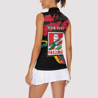 Personalized Mozambique Revolution Day Women Sleeveless Polo Shirt Coat Of Arms FRELIMO - Wonder Print Shop