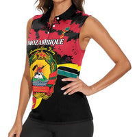 Personalized Mozambique Revolution Day Women Sleeveless Polo Shirt Coat Of Arms FRELIMO - Wonder Print Shop