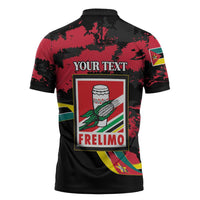 Personalized Mozambique Revolution Day Zipper Polo Shirt Coat Of Arms FRELIMO - Wonder Print Shop