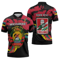 Personalized Mozambique Revolution Day Zipper Polo Shirt Coat Of Arms FRELIMO - Wonder Print Shop