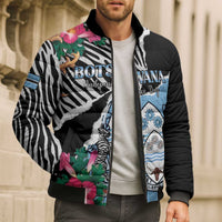 Personalized Botswana Independence Day Bomber Puffer Jacket Coat Of Arms Devils Claw - Wonder Print Shop