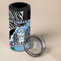 Personalized Botswana Independence Day 4 in 1 Can Cooler Tumbler Coat Of Arms Devils Claw - Wonder Print Shop