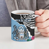 Personalized Botswana Independence Day Ceramic Mug Coat Of Arms Devils Claw - Wonder Print Shop