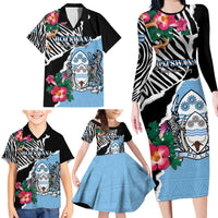Personalized Botswana Independence Day Family Matching Long Sleeve Bodycon Dress and Hawaiian Shirt Coat Of Arms Devils Claw - Wonder Print Shop