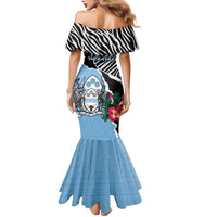 Personalized Botswana Independence Day Family Matching Mermaid Dress and Hawaiian Shirt Coat Of Arms Devils Claw - Wonder Print Shop