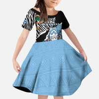 Personalized Botswana Independence Day Family Matching Off The Shoulder Long Sleeve Dress and Hawaiian Shirt Coat Of Arms Devils Claw - Wonder Print Shop