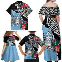 Personalized Botswana Independence Day Family Matching Off Shoulder Maxi Dress and Hawaiian Shirt Coat Of Arms Devils Claw - Wonder Print Shop