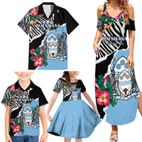 Personalized Botswana Independence Day Family Matching Summer Maxi Dress and Hawaiian Shirt Coat Of Arms Devils Claw - Wonder Print Shop