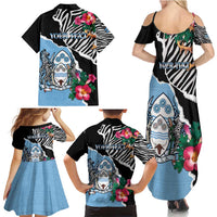 Personalized Botswana Independence Day Family Matching Summer Maxi Dress and Hawaiian Shirt Coat Of Arms Devils Claw - Wonder Print Shop