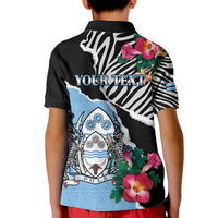 Personalized Botswana Independence Day Kid Polo Shirt Coat Of Arms Devils Claw - Wonder Print Shop