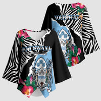 Personalized Botswana Independence Day Kimono Sleeve Blouse Coat Of Arms Devils Claw - Wonder Print Shop