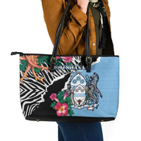 Botswana Independence Day Leather Tote Bag Coat Of Arms Devils Claw - Wonder Print Shop