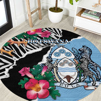 Botswana Independence Day Round Carpet Coat Of Arms Devils Claw - Wonder Print Shop