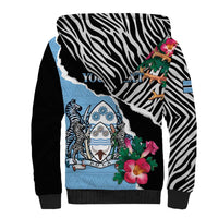 Personalized Botswana Independence Day Sherpa Hoodie Coat Of Arms Devils Claw - Wonder Print Shop