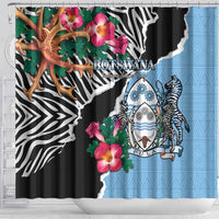 Botswana Independence Day Shower Curtain Coat Of Arms Devils Claw - Wonder Print Shop