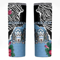 Personalized Botswana Independence Day Skinny Tumbler Coat Of Arms Devils Claw - Wonder Print Shop